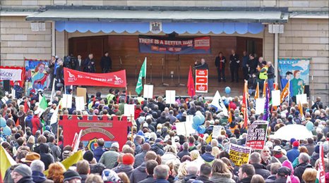 Demonstration by 20,000 against the ConDem cuts in Edinburgh