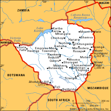 Map of Zimbabwe