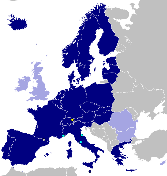 Map of Schengen area