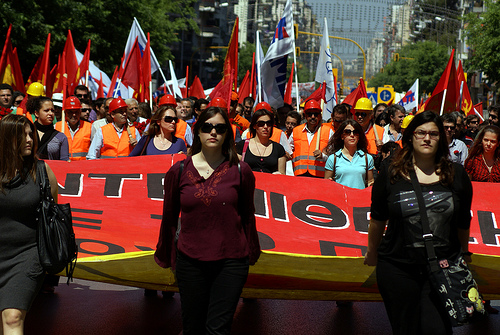 Protestors in Greece against EU austerity policies